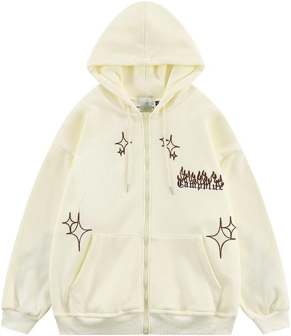 Women Men Y2K Goth Cross Zip Up Hoodie Grunge Punk Emo Graphic